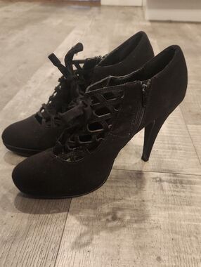 Black High Heel Ankle Booties - Women
